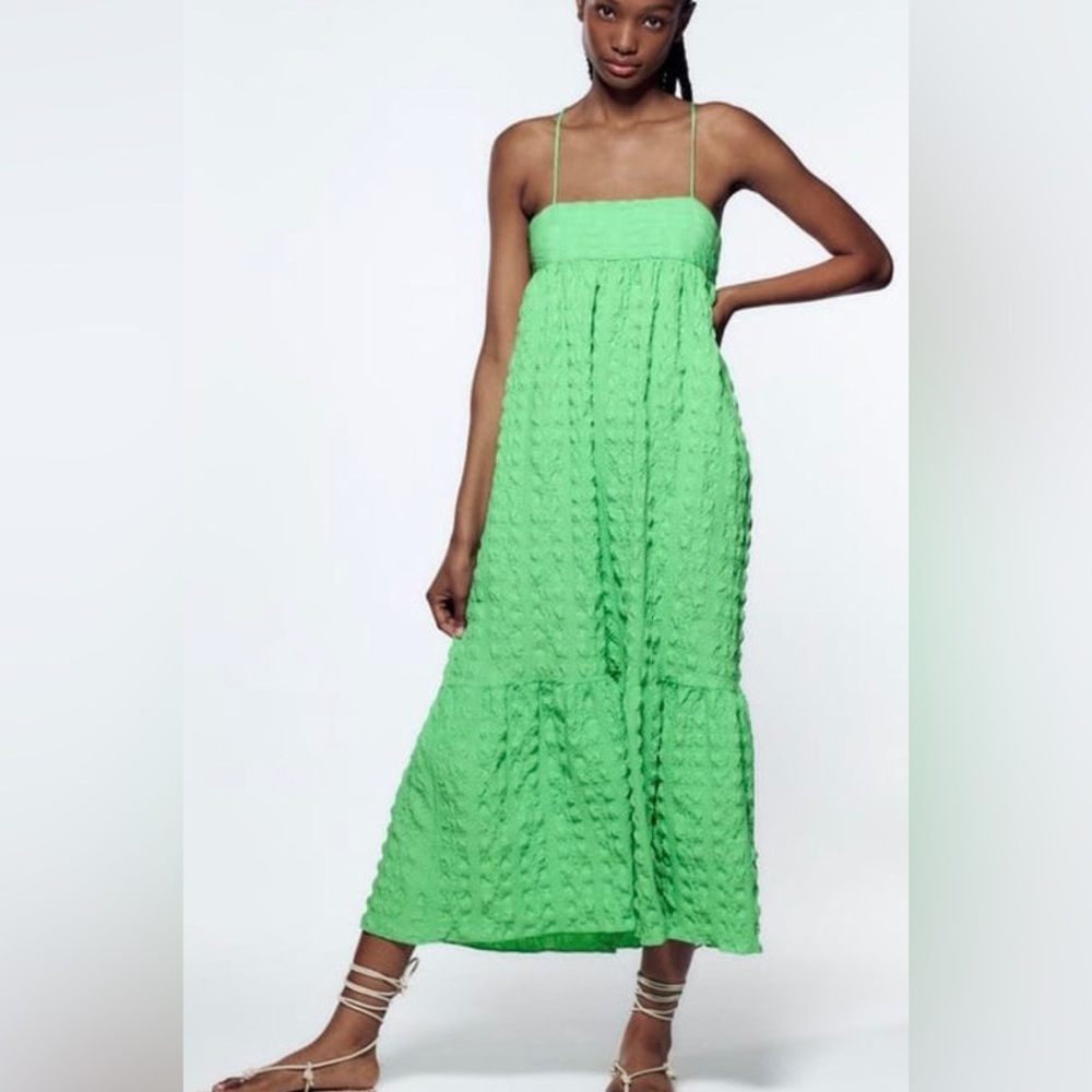COPY - Zara green textured maxi dress